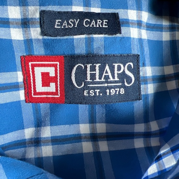 Chaps Men’s L/S Blue/white Plaid Button Up Size M - Picture 11 of 13